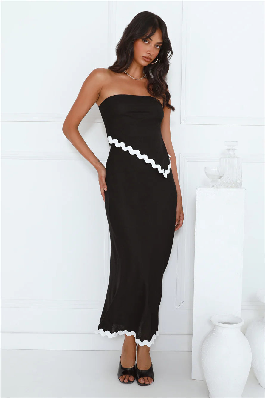 Touch Of Sass Strapless Crop Top Black