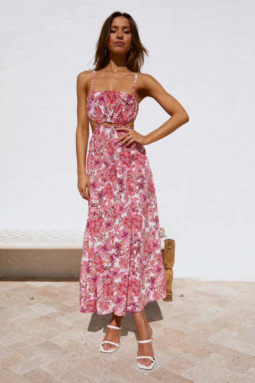 Soulful Eyes Midi Dress Pink