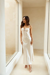 Winery Wedding Satin Maxi Dress Champagne