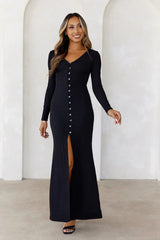 Your Style Guide Long Sleeve Maxi Dress Black