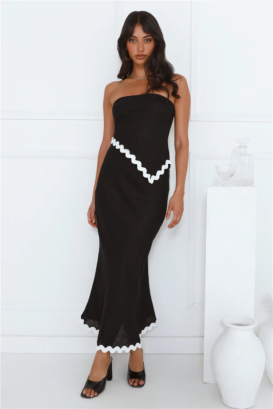 Touch Of Sass Strapless Crop Top Black