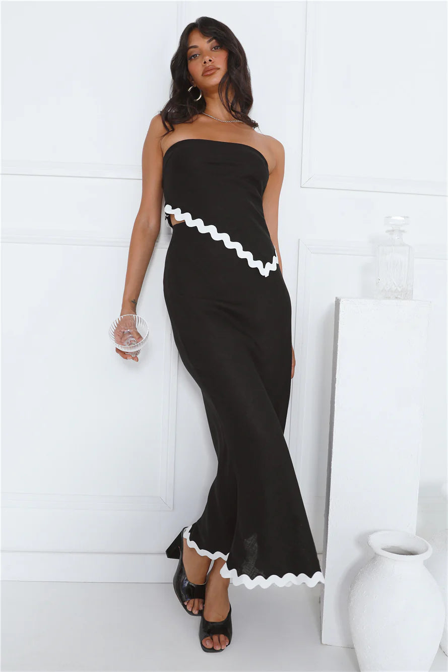 Touch Of Sass Strapless Crop Top Black