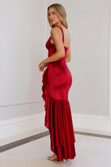 Twilight Luxe Satin Maxi Dress Maroon