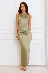 Twilight Affair Satin Maxi Dress Sage