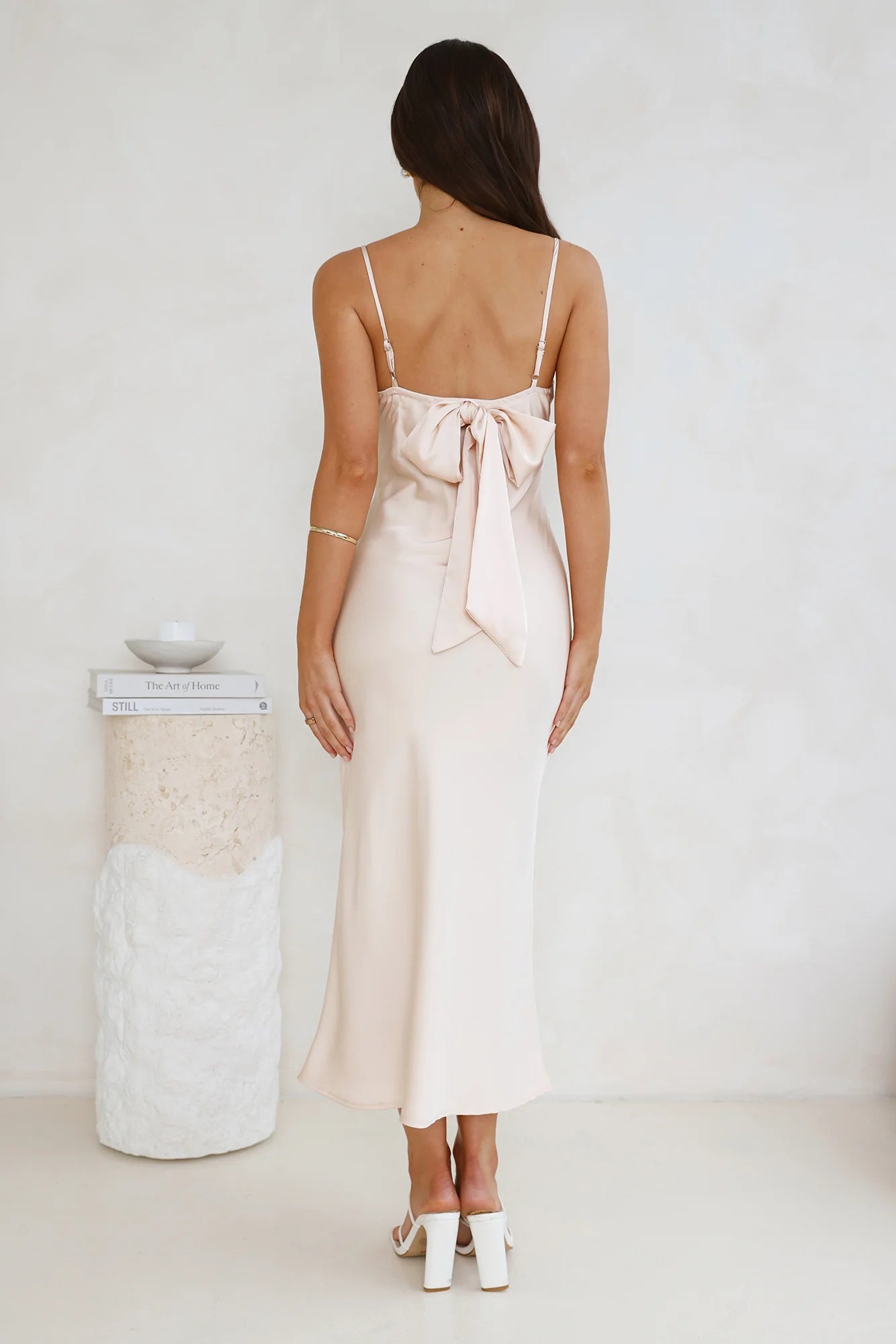 Sophisticated Satin Slip Midi Dress Champagne