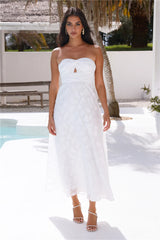 Talk About Yourself Strapless Maxi Dress White