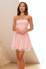 Fresh Gossip Strapless Mini Dress Peach