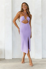 Stolen Attention Halter Midi Dress Lilac