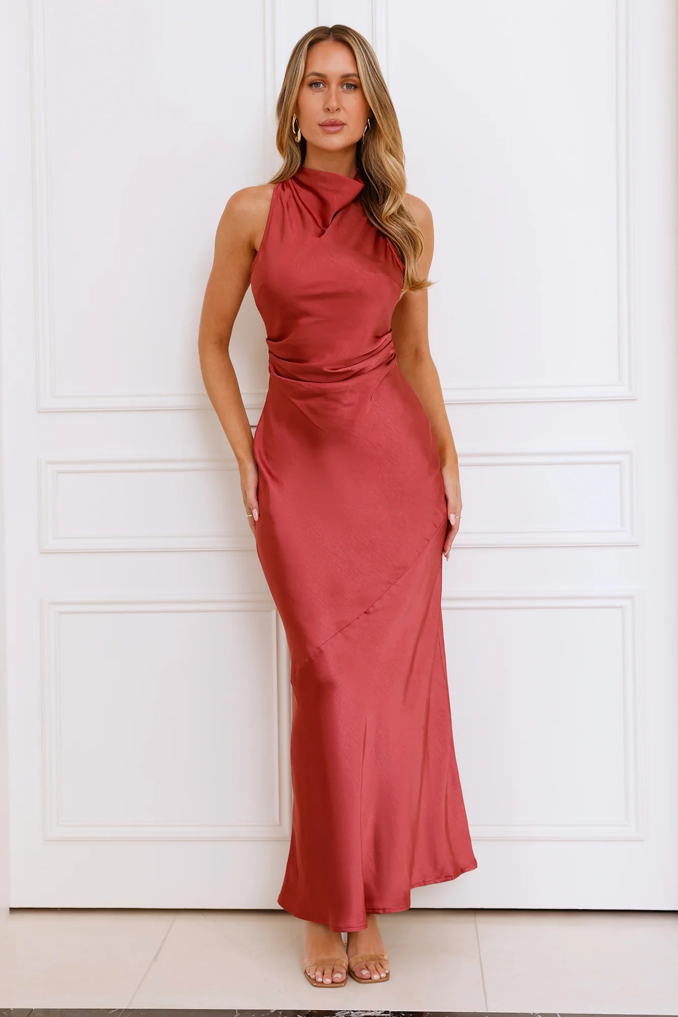 Eden Satin Maxi Dress Rose