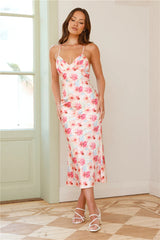 Summertime Dream Satin Midi Dress Floral