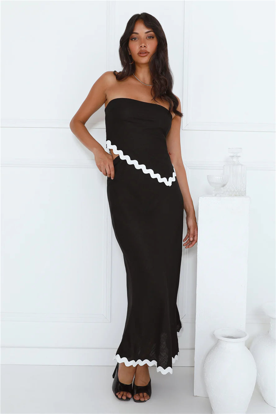 Touch Of Sass Strapless Crop Top Black