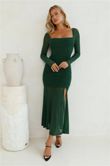 Grand Gesture Long Sleeve Mesh Maxi Dress Green