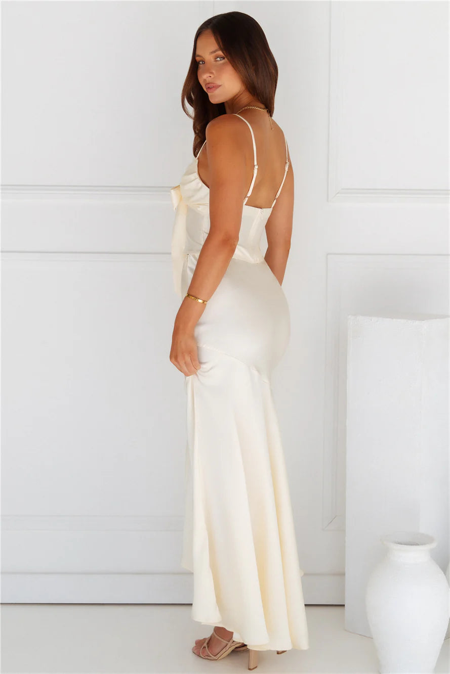Lit From Within Satin Maxi Skirt Butter