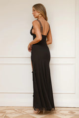 Sprinkle Daisies Mesh Maxi Dress Black