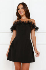 Twilight Tiaras Off Shoulder Mini Dress Black