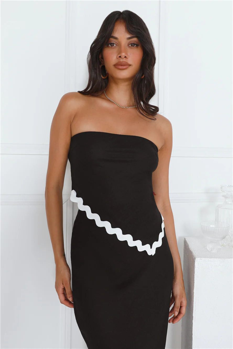 Touch Of Sass Strapless Crop Top Black