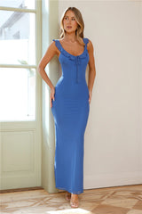 Style Serenade Mesh Maxi Dress Blue