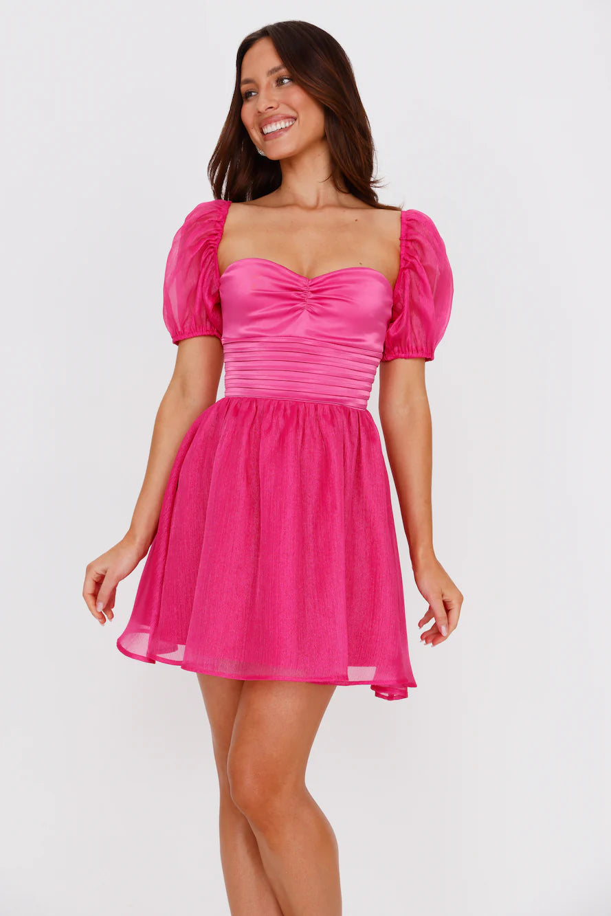 Storybook Love Mini Dress Hot Pink