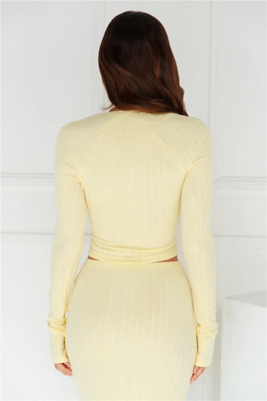 Warmth Of Sunshine Long Sleeve Crop Top Lemon