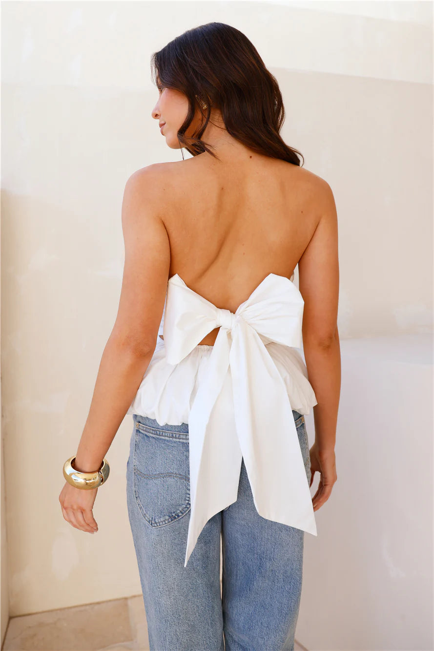 Romance Bubble Strapless Top White