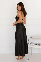 Winery Wedding Satin Maxi Dress Black