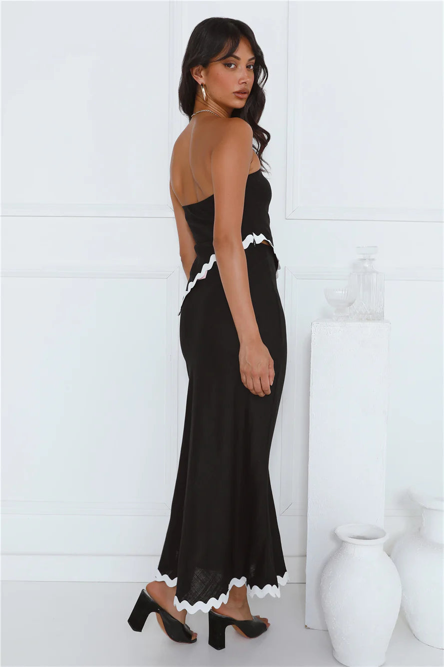 Touch Of Sass Strapless Crop Top Black