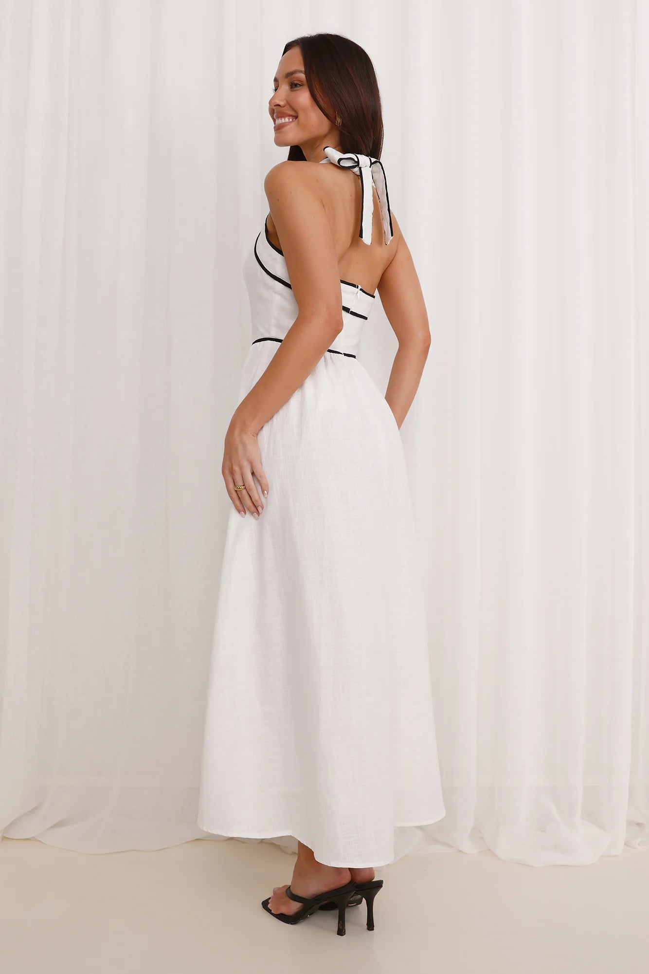 Surf and Sand Halter Midi Dress White