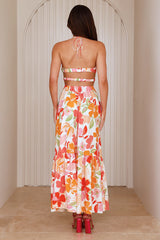 Surfside Escape Halter Maxi Dress Orange