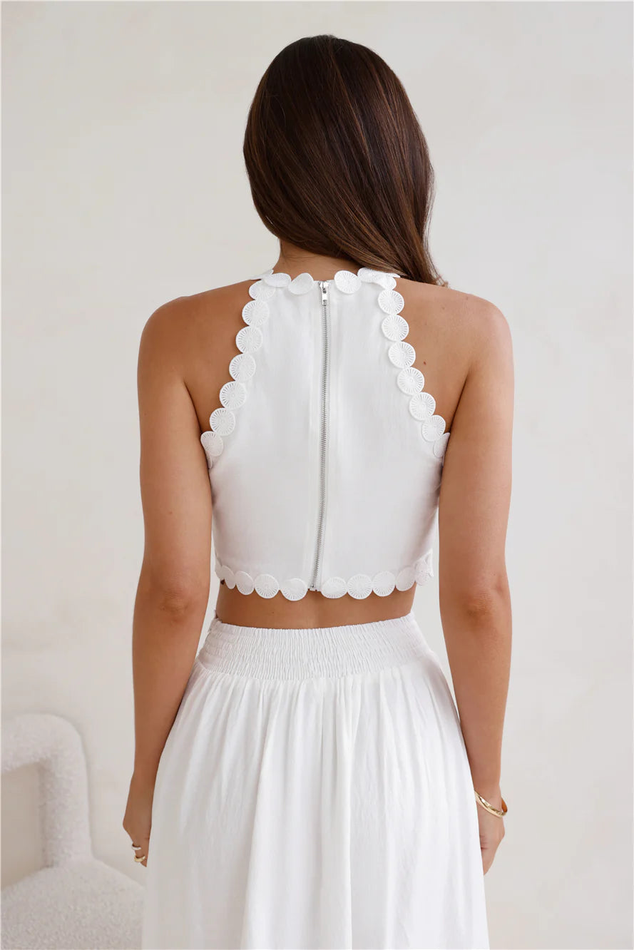 Linked Together Crop Top White