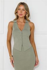 Mayfair Vest Knit Top Khaki