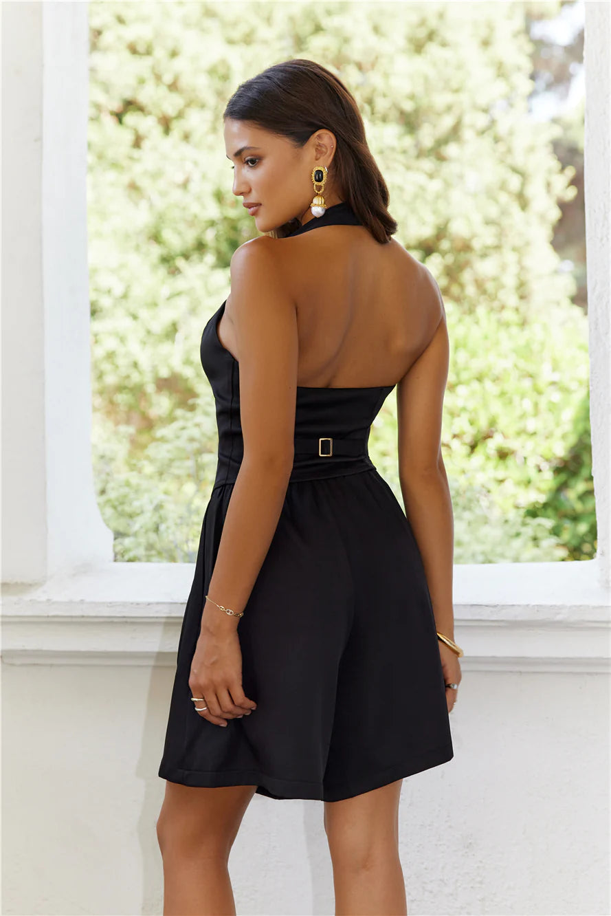 Next Level Up Halter Vest Top Black