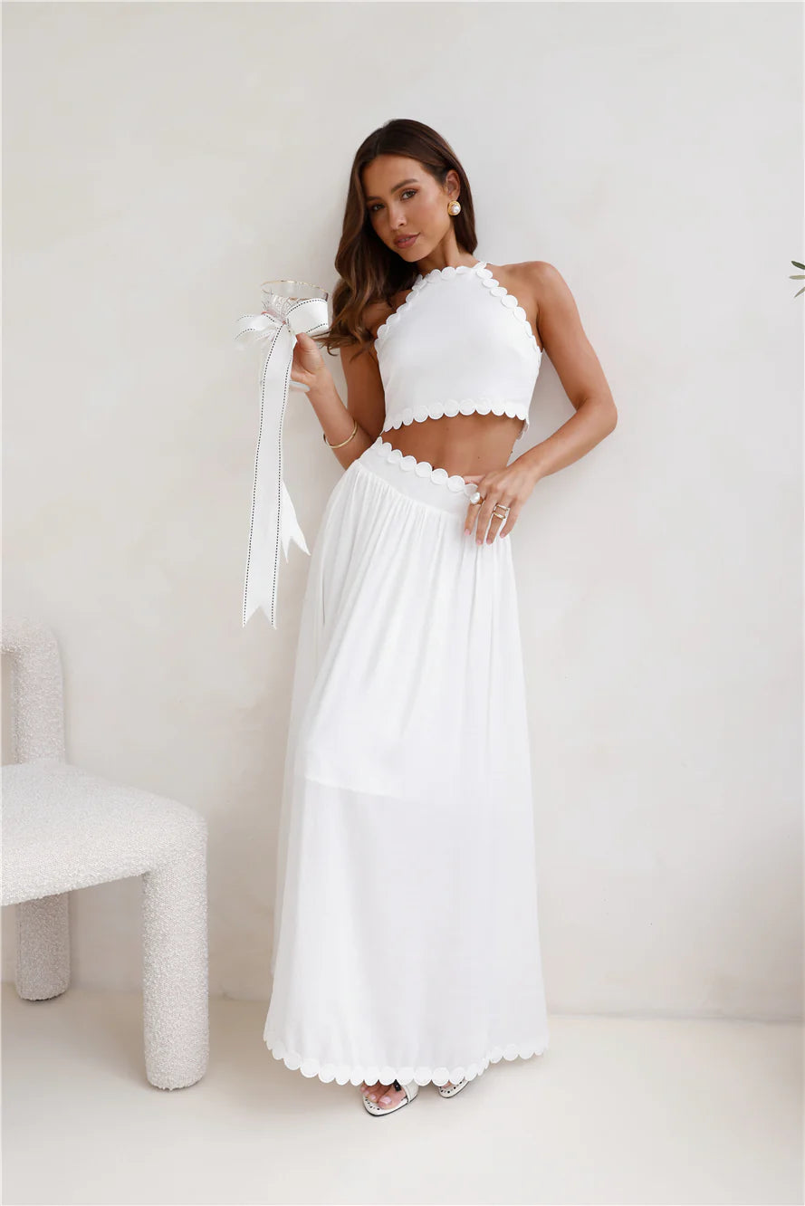 Linked Together Crop Top White
