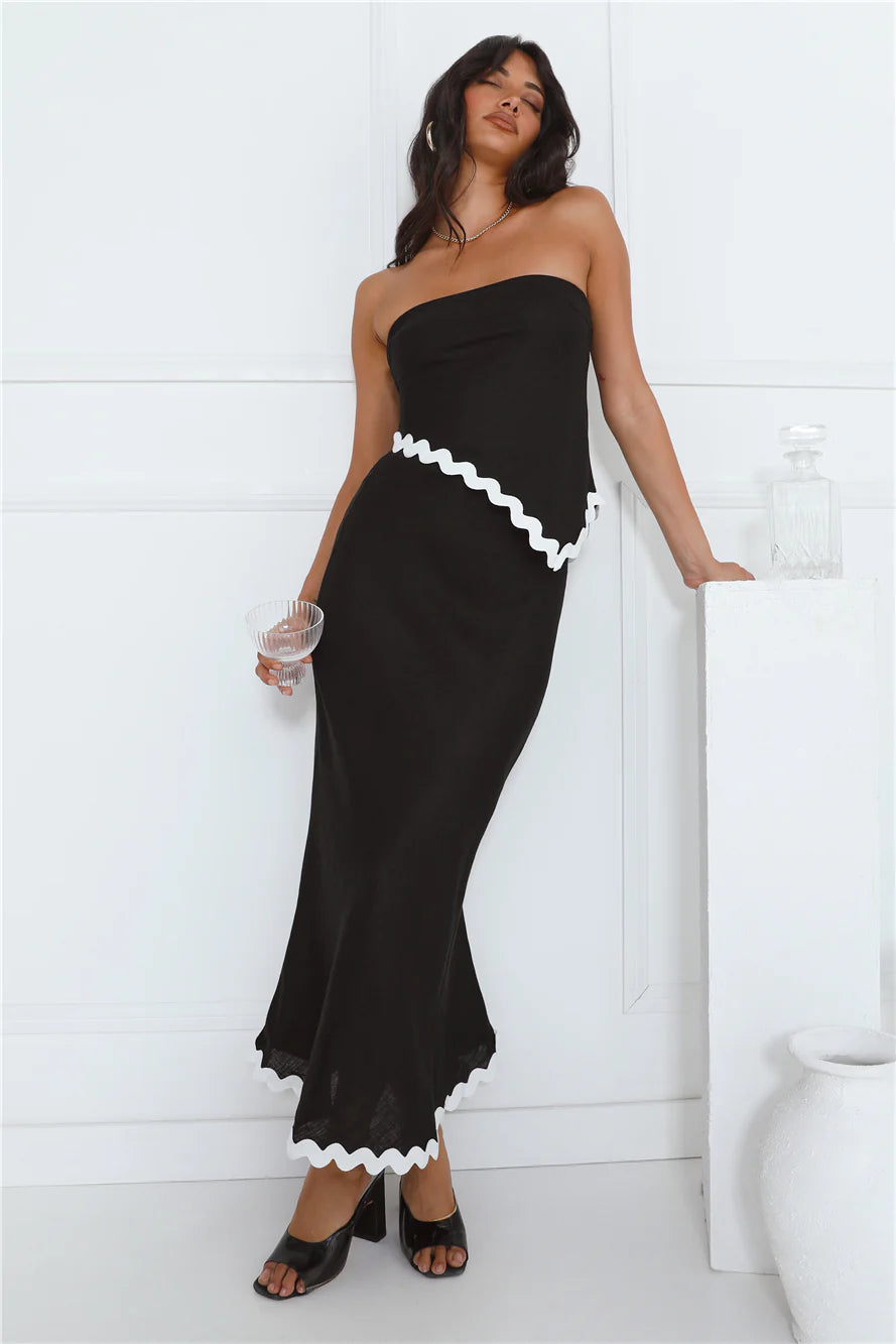 Touch Of Sass Strapless Crop Top Black