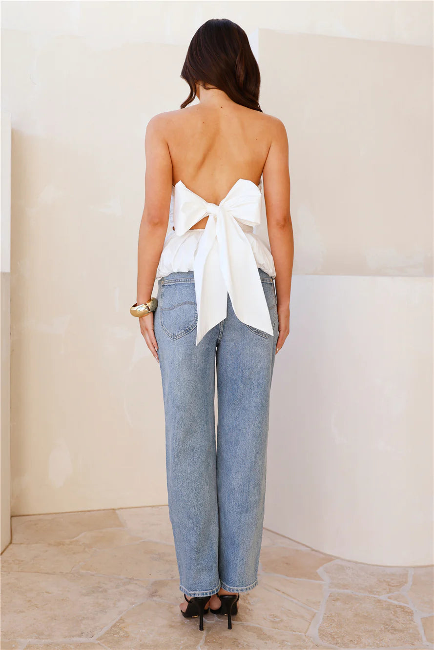 Romance Bubble Strapless Top White