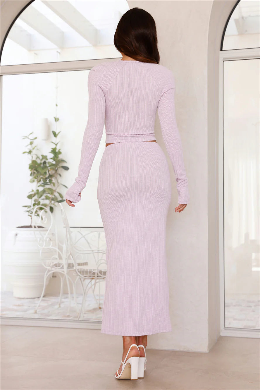 Warmth Of Sunshine Midi Skirt Lilac