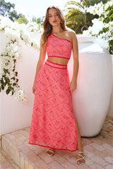 Cali Valley One Shoulder Crop Top Pink