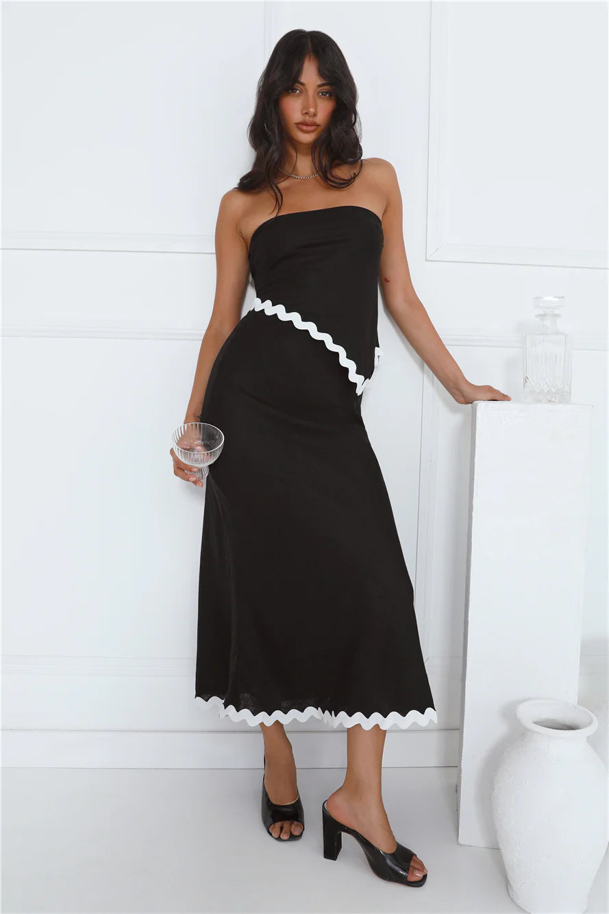 Touch Of Sass Strapless Crop Top Black