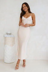 Sophisticated Satin Slip Midi Dress Champagne