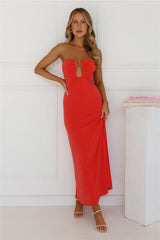 Temperature Rising Strapless Maxi Dress Red