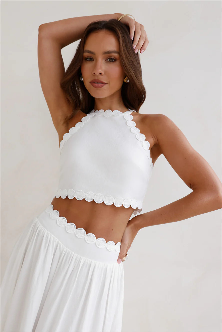 Linked Together Crop Top White