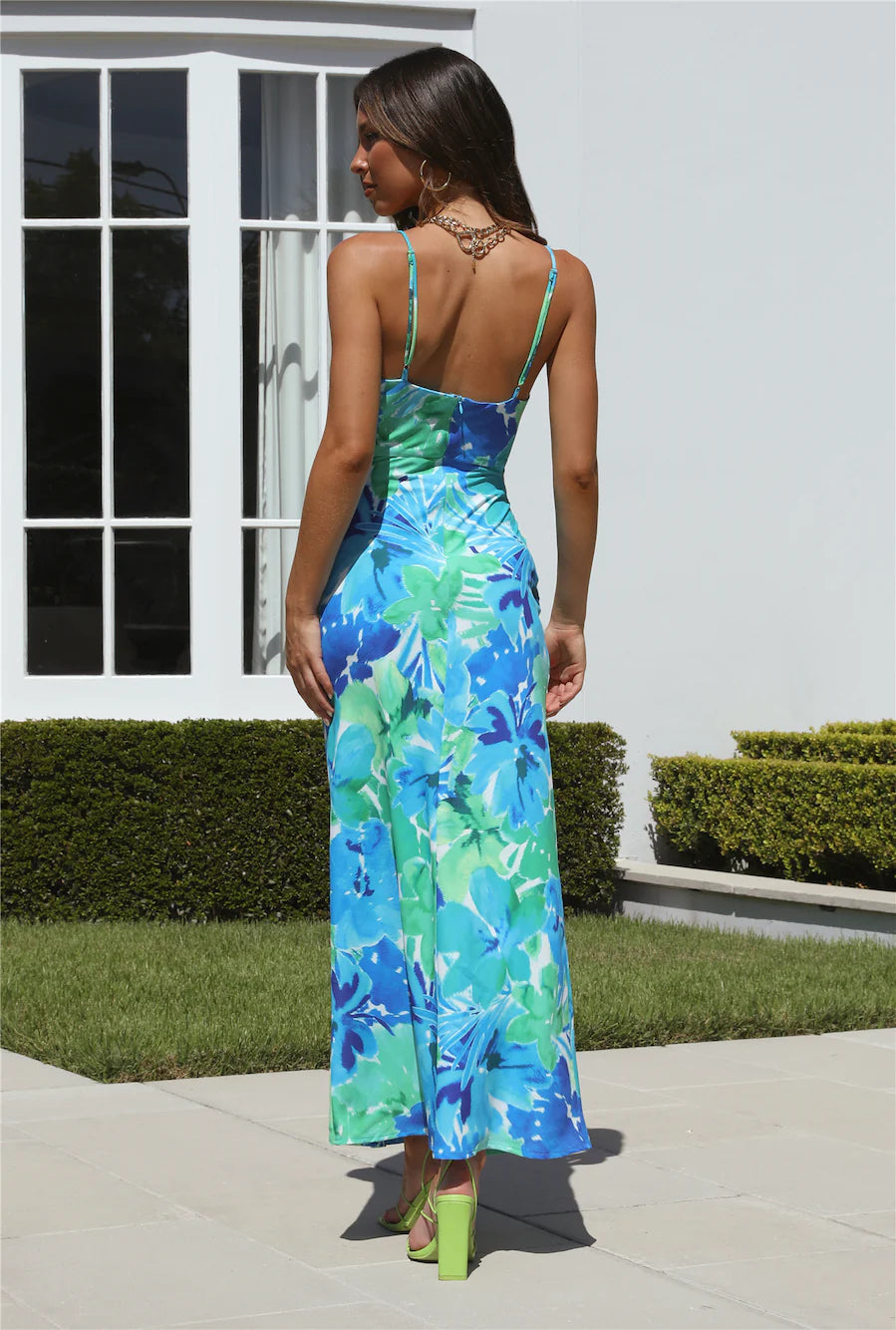 RUNAWAY Stelani Midi Dress Blue Floral