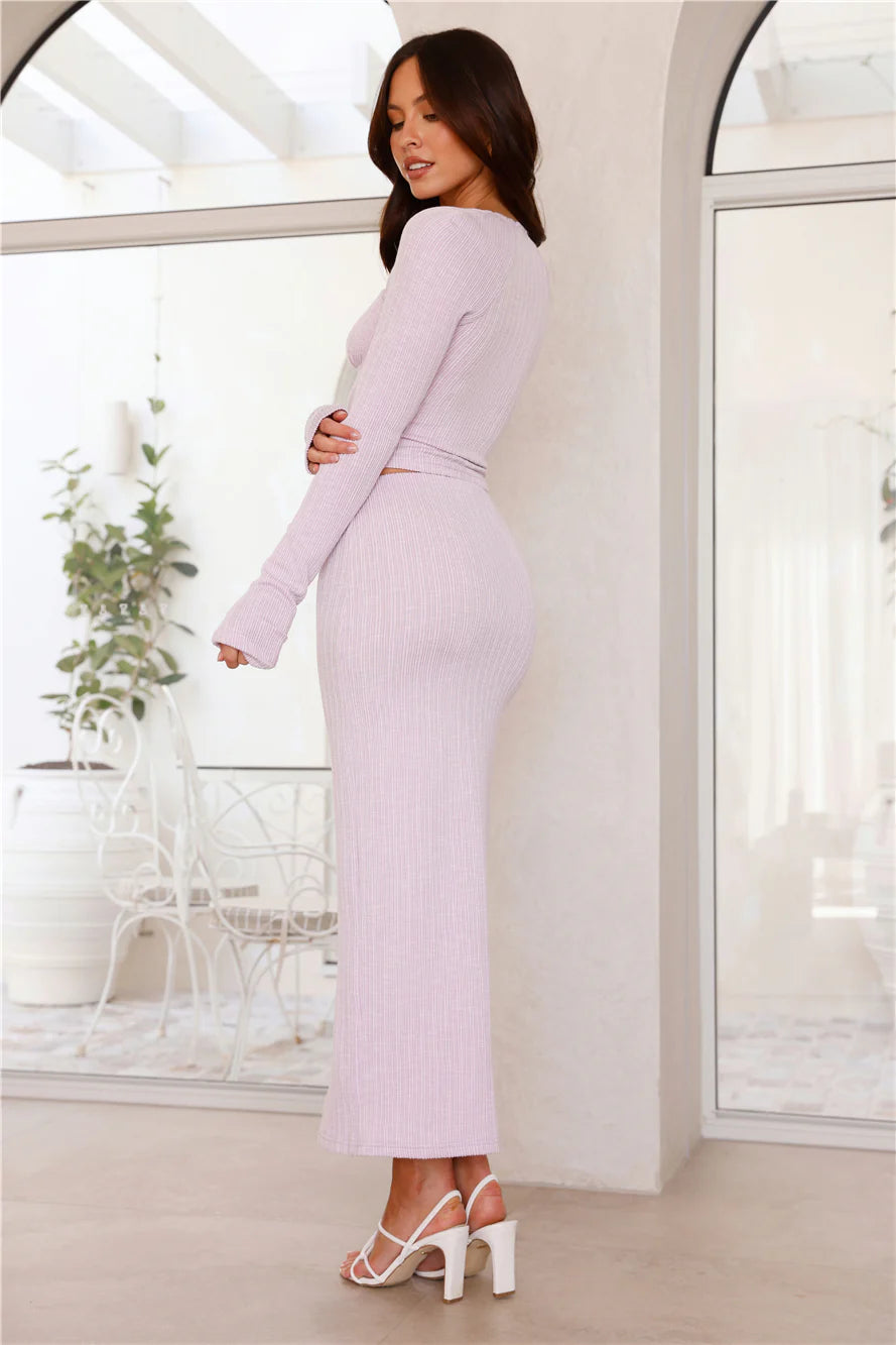 Warmth Of Sunshine Midi Skirt Lilac