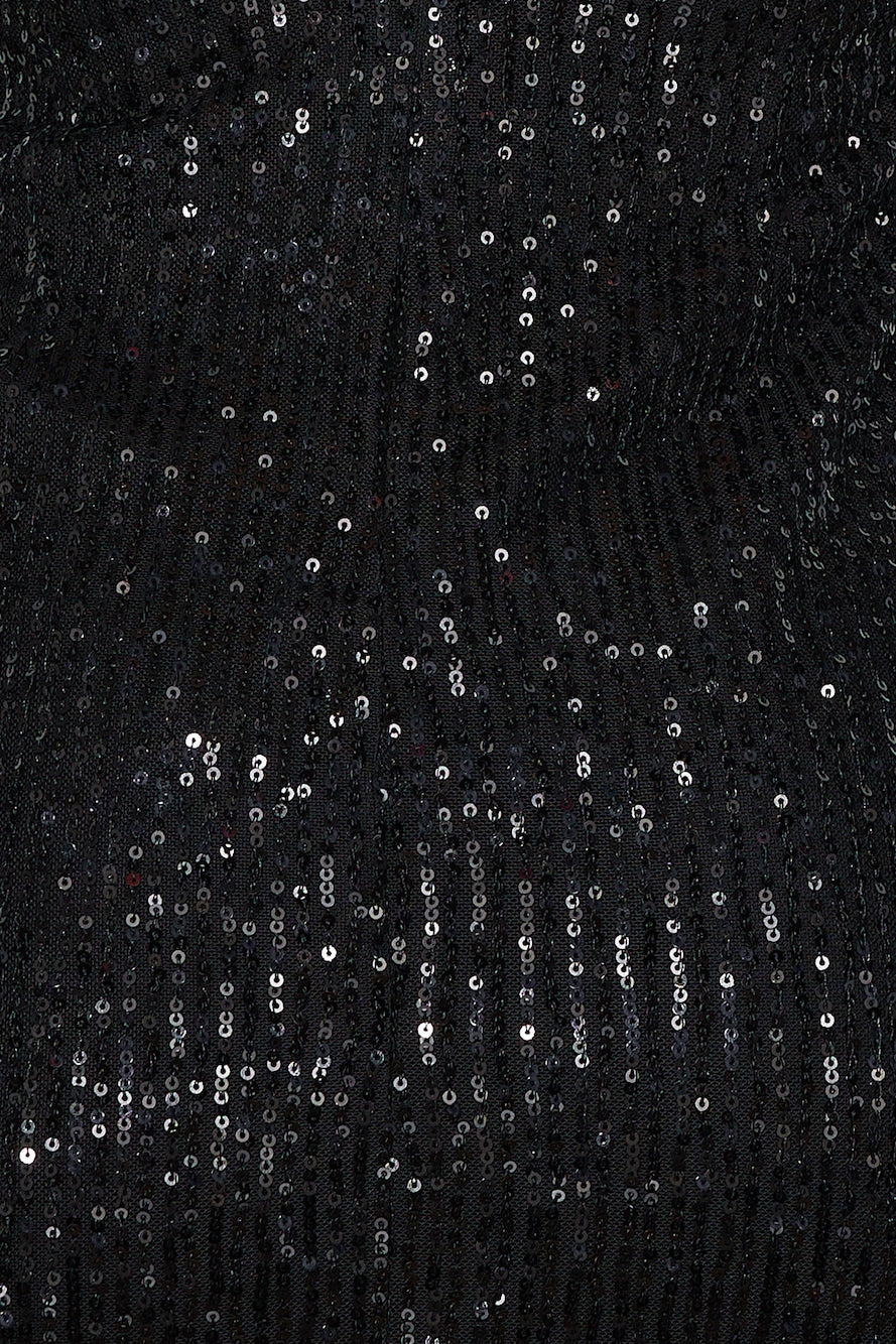 Twisted Shine Sequin Mini Dress Black