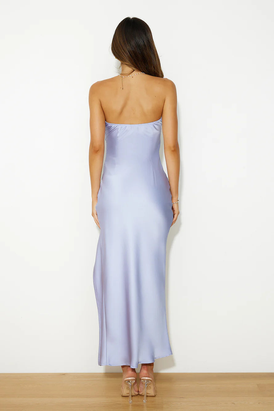 Wow The Guests Satin Maxi Dress Blue