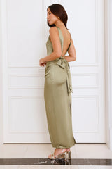 Twilight Affair Satin Maxi Dress Sage
