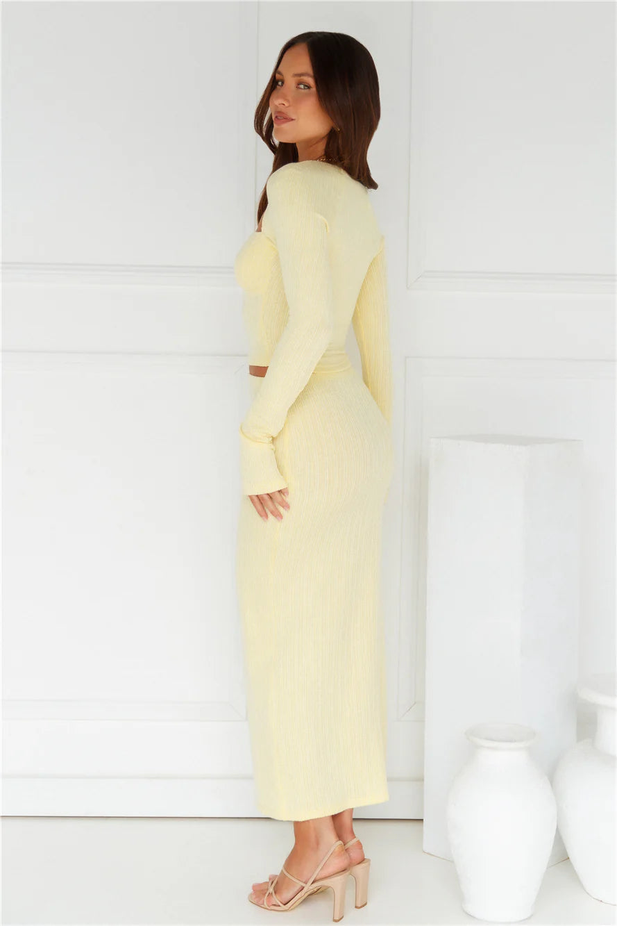 Warmth Of Sunshine Midi Skirt Lemon