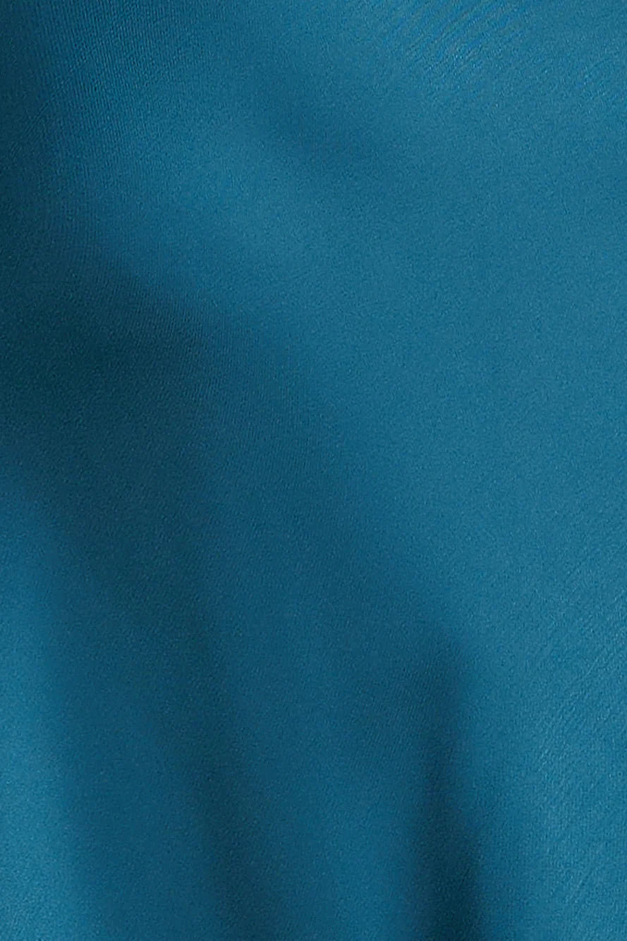 Seen At The Ball Satin Midi Dress Blue