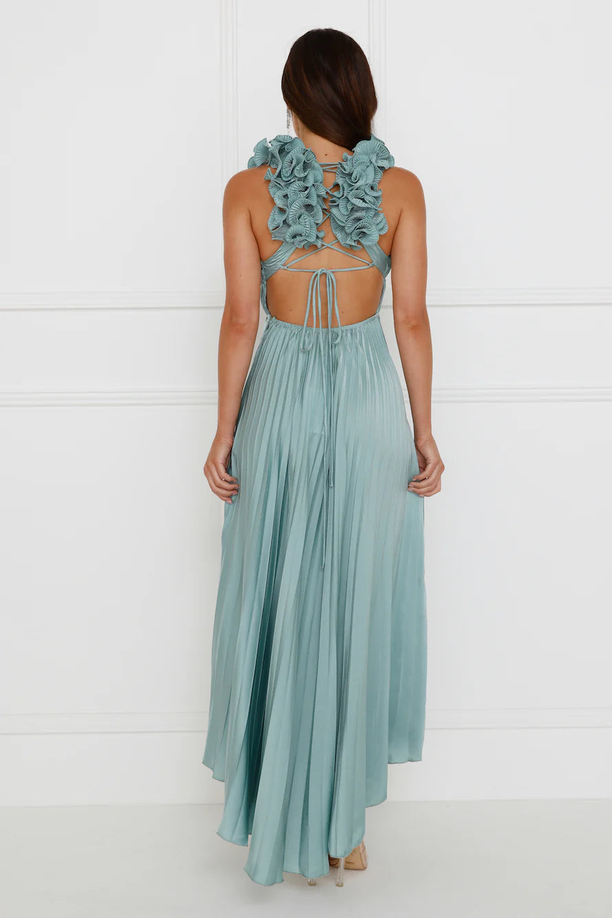 Something Special Satin Midi Dress Sage